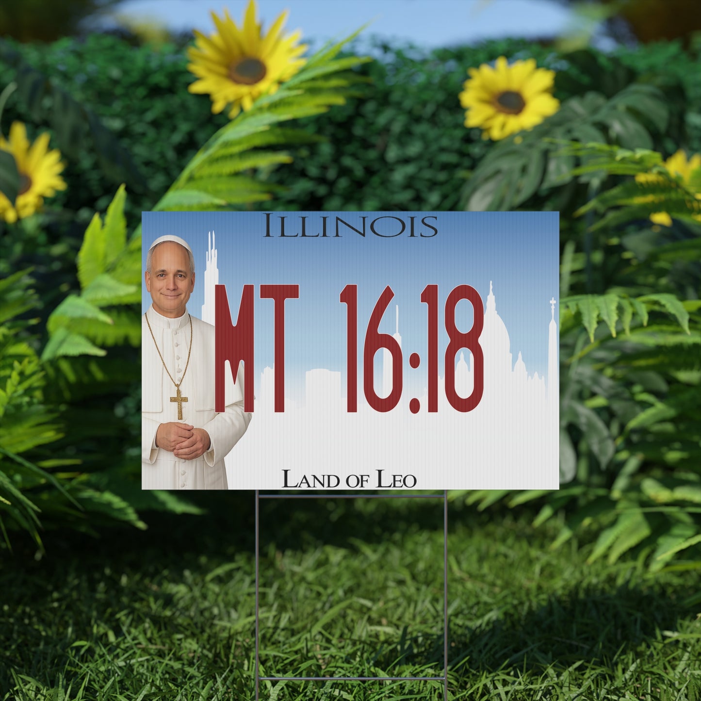Matthew 16:18 'Land of Leo' Yard Sign