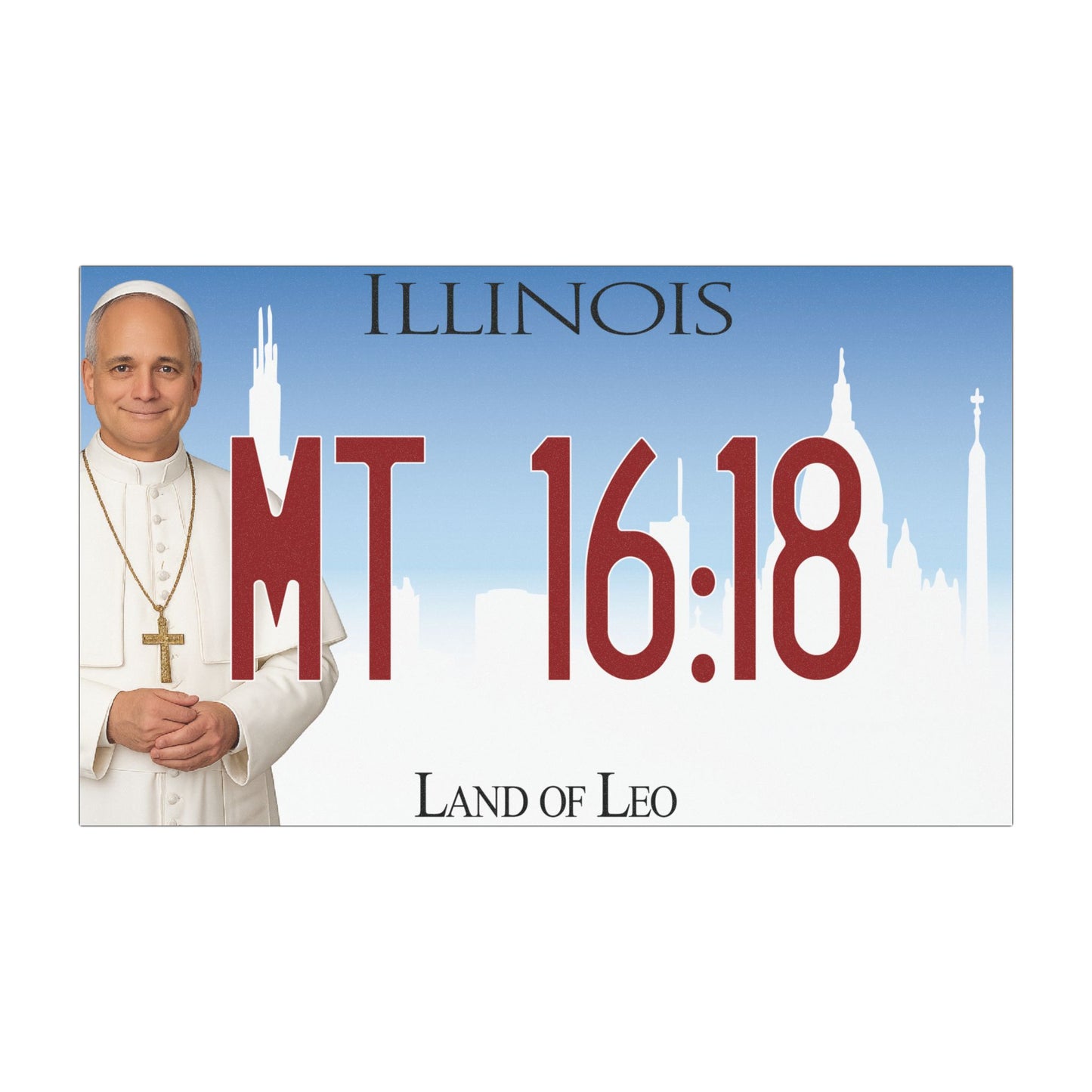 Matthew 16:18 'Land of Leo' Car Magnet