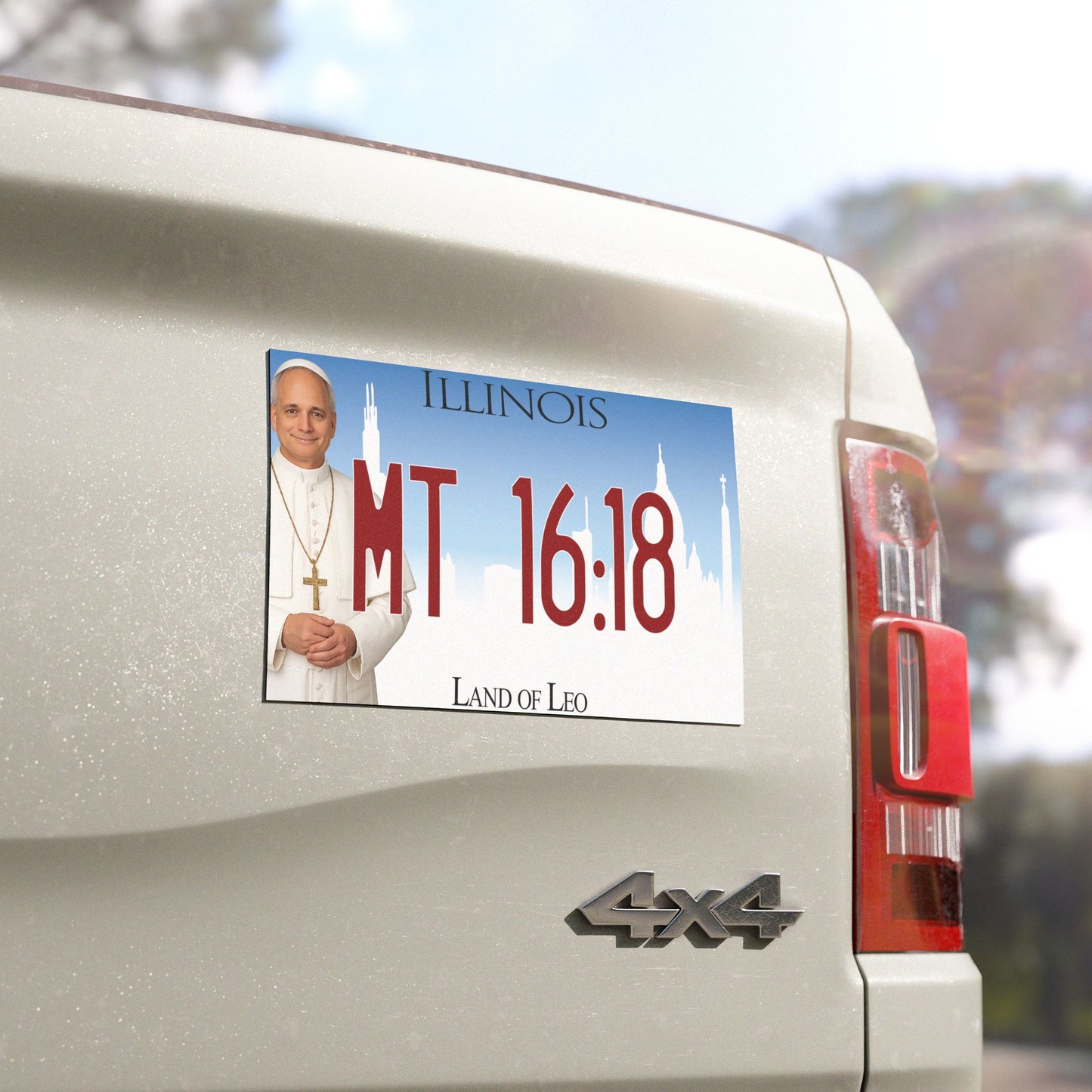 Matthew 16:18 'Land of Leo' Car Magnet
